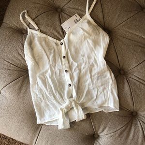 New white H&T tie front cami